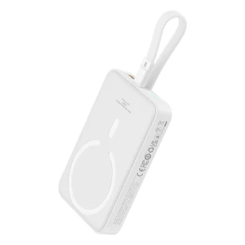 Baseus Magnetic Mini MagSafe 10000mAh 20W powerbank with built-in Lightning cable - white + Baseus Simple Series USB-C...