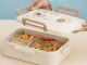 Bento Lunch Box with 3 Compartments and Utensils, Food Container for Adults Work School, Beige