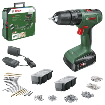 Akumuliatorinis smūginis gręžtuvas Bosch EasyImpact 18V-40 su 1.5 Ah baterija ir krovikliu