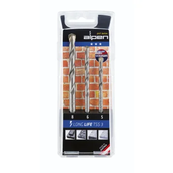 Mūro grąžtų rinkinys Alpen TSS 3 LL, 5, 6, 8 mm, 3 dalių