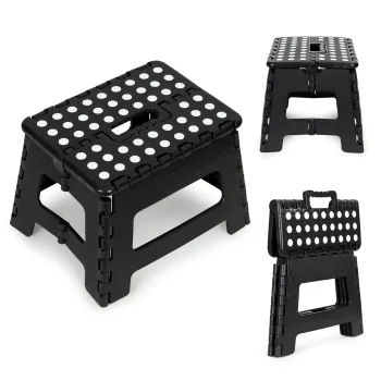 Modernhome Folding Plastic Step Stool, 22 cm, Black