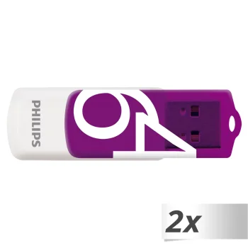 USB atmintinė Philips Vivid Edition 64GB USB 2.0, 2 vnt., violetinė / balta