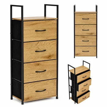 Komoda su 4 audinio stalčiais ModernHome, 40.5 x 24 x 101.5 cm