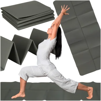 Foldable Yoga Fitness Exercise Mat with Carrying Bag, 183x61x0,4 cm, Grey