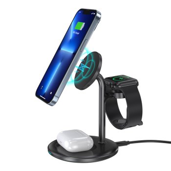 Choetech T585-F 3in1 Magnetic wireless charger station iPhone 12/13/14 series,AirPods Pro and iwatch charger Black