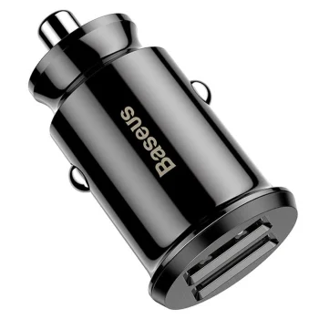 Baseus Grain Automobilinis įkroviklis 2x USB 3.1A, Juodas