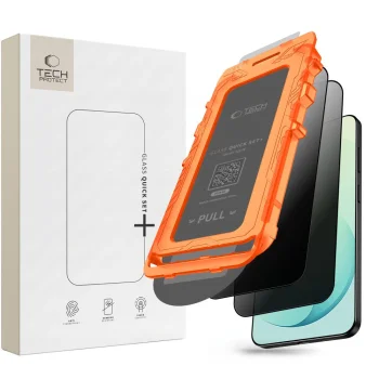 Tech-Protect Quick Set Spy+ privacy glass for Samsung Galaxy S26 FE, 2-pack