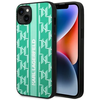 Karl Lagerfeld Monogram Stripe dėklas, skirtas iPhone 14 Plus, žalias