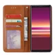 Rudas knygutės tipo dėklas „Sony Xperia 5“ (J8210 J9210) iš PU odos
