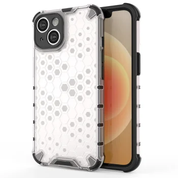 Honeycomb Hybrid Case for iPhone 14 Plus Armored Cover, Transparent