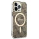 Guess 4G Print MagSafe dėklas ir įkroviklis iPhone 13 Pro, rudas