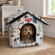 Foldable Dog and Cat House XL, Soft Pet Bed Cabin, White