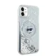 Karl Lagerfeld Liquid Glitter Choupette Head MagSafe dėklas iPhone 11 / Xr, skaidrus