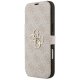Guess Book 4G Metal Logo atverčiamasis dėklas iPhone 17 Pro Max, rožinis