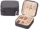 Small Travel Jewelry Box Organizer with Zipper for Rings, Black