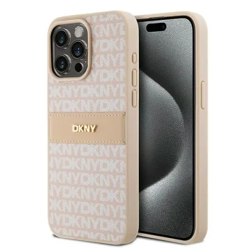 Dkny dėklas iPhone 15 Pro Max telefonui Mono Stripe & Metal Logo, rožinis