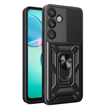 Hybrid Armor Camshield dėklas Samsung Galaxy S25+ telefonui Juodas