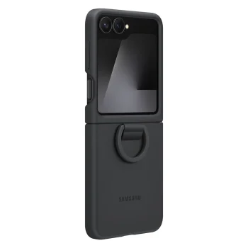 Samsung Galaxy Z Flip 7 FE silikoninis dėklas su žiedu EF-PF741TBEGWW, juodas