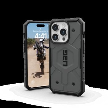 UAG Pathfinder MagSafe dėklas telefonui iPhone 15 Pro, sidabrinis