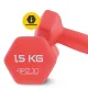 4Fizjo Classic Cast Iron Dumbbells with Vinyl Coating, 2 x 1.5 kg, Red