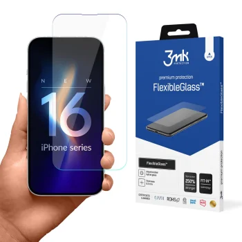 Hibridinis apsauginis stiklas 3Mk FlexibleGlass, skirtas iPhone 16 Plus