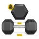 4Fizjo HEX Steel Dumbbell, 20 kg, Black