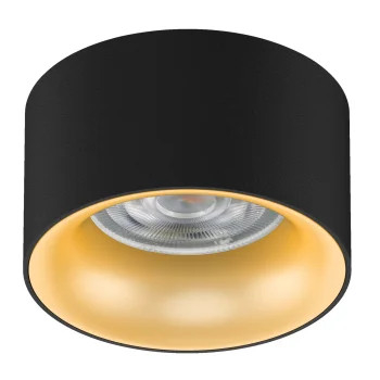 Maclean MCE457 B/G Flush Mount Ceiling Downlight, GU5.3, Black/Gold