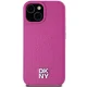DKNY Leather Pattern Metal Logo MagSafe dėklas iPhone 15 / 14 / 13 modeliams, rožinis
