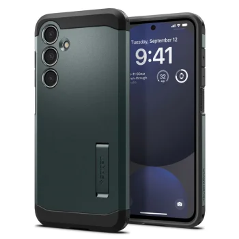 Samsung Galaxy S24 FE ( SM-S721B/DS ) Spigen Tough Armor Case Cover, Abyss Green