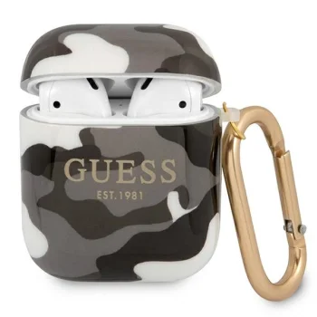 Guess GUA2UCAMG Camouflage dėklas Apple AirPods 1/2 juodas