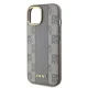 DKNY Leather Checkered Mono Pattern MagSafe dėklas iPhone 15, smėlio spalvos