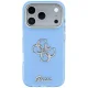 Guess IML 4G Script Metal dėklas telefonui iPhone 17 Pro / 18 Pro, šviesiai mėlynas