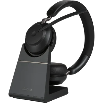 Belaidės ausinės Jabra Evolve2 65 UC Stereo su įkrovimo stovu, juodos