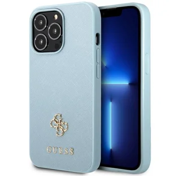 Guess Saffiano 4G Small Metal Logo Case for iPhone 13 Pro Max - Blue