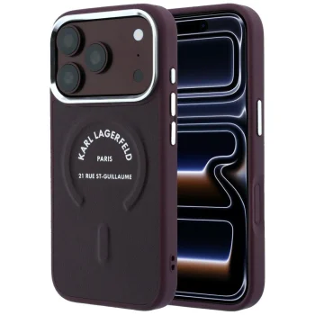Karl Lagerfeld MagSafe dėklas iPhone 17 Pro / 18 Pro, bordo