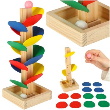 Medinis edukacinis žaislas Rutuliukų trasa Medis Montessori