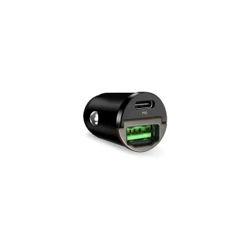 Puro automobilinis įkroviklis Mini 30W USB-C ir USB-A, juodas