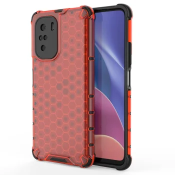 Dėklas Xiaomi Poco F3 / Redmi K40 / K40 Pro, Honeycomb su TPU, raudonas