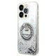 Karl Lagerfeld Liquid Glitter RSG dėklas, skirtas iPhone 14 Pro, sidabrinis