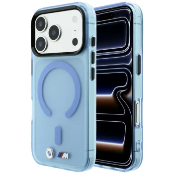 BMW M IML Frosted Metal Logo & Trims MagSafe dėklas iPhone 17 Pro / 18 Pro, mėlynas