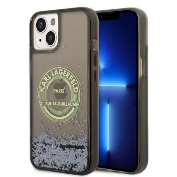 Karl Lagerfeld Liquid Glitter RSG dėklas, skirtas iPhone 14, juodas