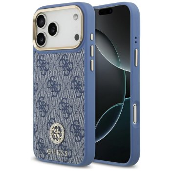Guess 4G Strass Logo MagSafe dėklas iPhone 17 Pro Max, mėlynas