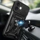 Smūgiams atsparus dėklas Hybrid Armor Camshield skirtas iPhone 16 su kameros dangteliu ir stovu, mėlynas