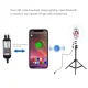 LED žiedinė lempa 26 cm su stovu iki 1.1 m ir telefono laikikliu, USB