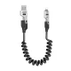 Dudao L20 Pro 4-in-1 USB-A / USB-C į Lightning / USB-C spiralinis laidas 65W 1.5m, juodas