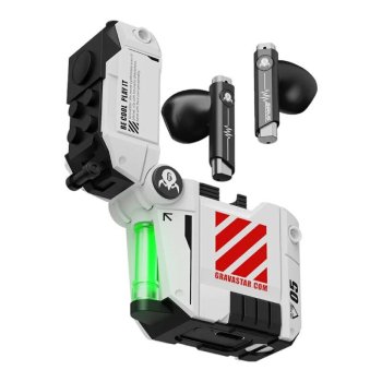 Belaidės ausinės Gravastar Sirius P5 Defense Mecha V2, baltos