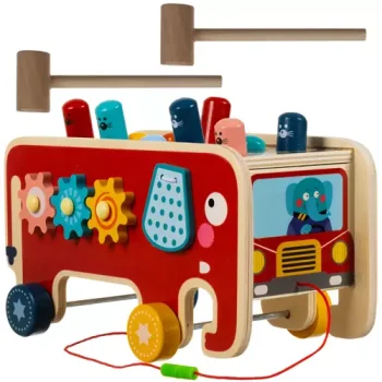 Medinis lavinamasis žaislas Kruzzel „Dramblys 4in1“ su plaktukais