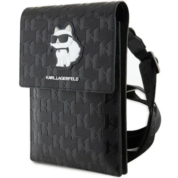 Karl Lagerfeld Saffiano Monogram Choupette telefono krepšelis, juodas