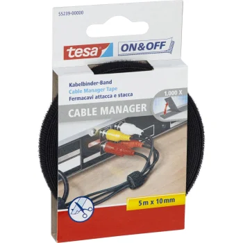 Kibi juosta kabeliams Tesa On&Off 55239, 10 mm x 5 m, juoda