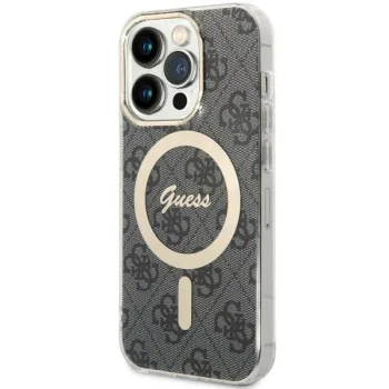Guess dėklas iPhone 14 Pro telefonui 4G MagSafe, juodas